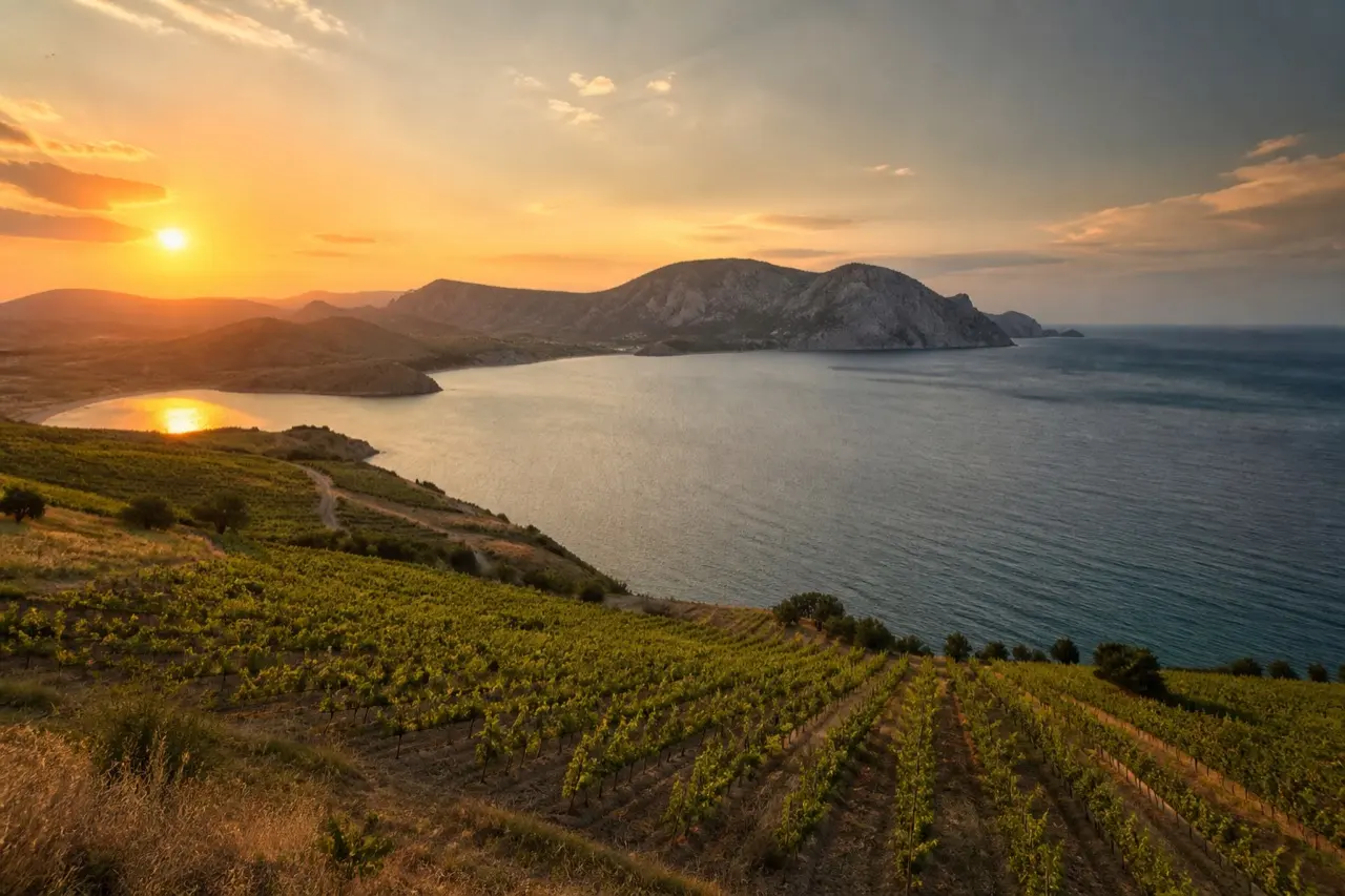 Панорама крымской степи и гор